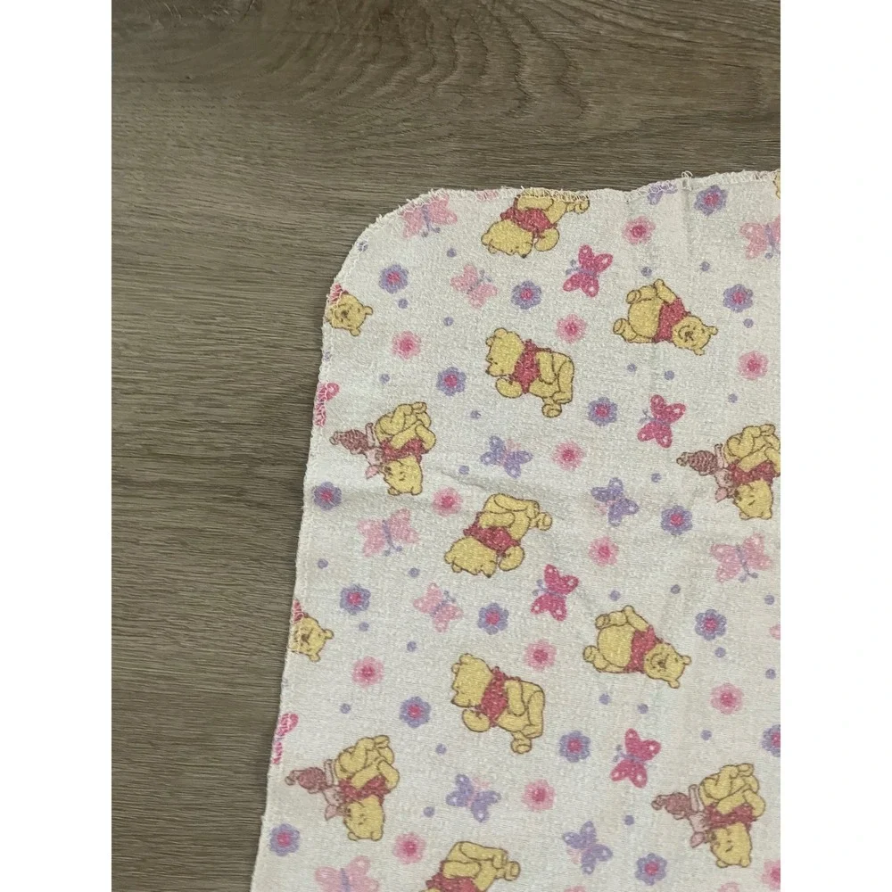 Vintage Disney Winnie the Pooh Baby Blanket Floral Butterfly Cotton 90s Nursery